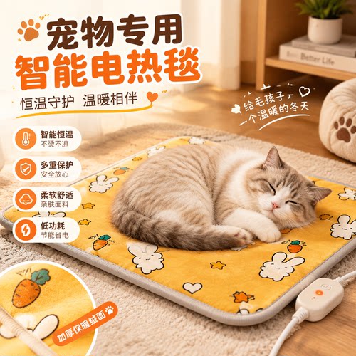 宠物电热毯猫咪恒温加热垫可控温防漏电宠物电热毯3c认证电褥子