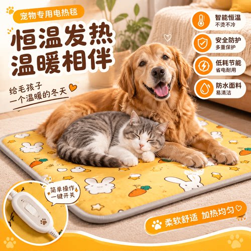 宠物电热毯猫咪恒温加热垫可控温防漏电宠物电热毯3c认证电褥子