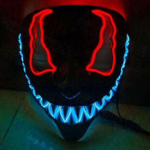 万圣节恐怖毒液发光面具搞怪全脸面罩道具电影同款闪光led mask