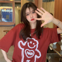 Real price short sleeve T-shirt summer 2021 new loose Korean summer half sleeve top