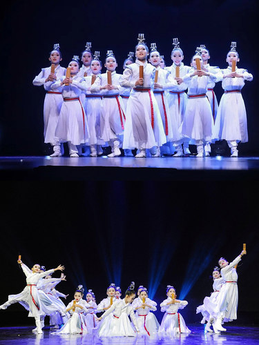 儿童少年壮志行舞蹈服水墨汉服国学表演服少年志大型朗诵演出服装