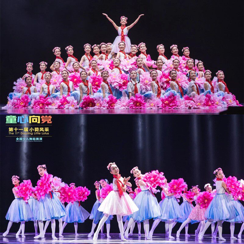 成长在祖国的怀抱里儿童演出女童蓬蓬裙舞蹈服红领巾合唱表演服装