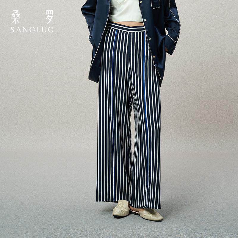宽松25年春夏新品皮筋中腰条纹