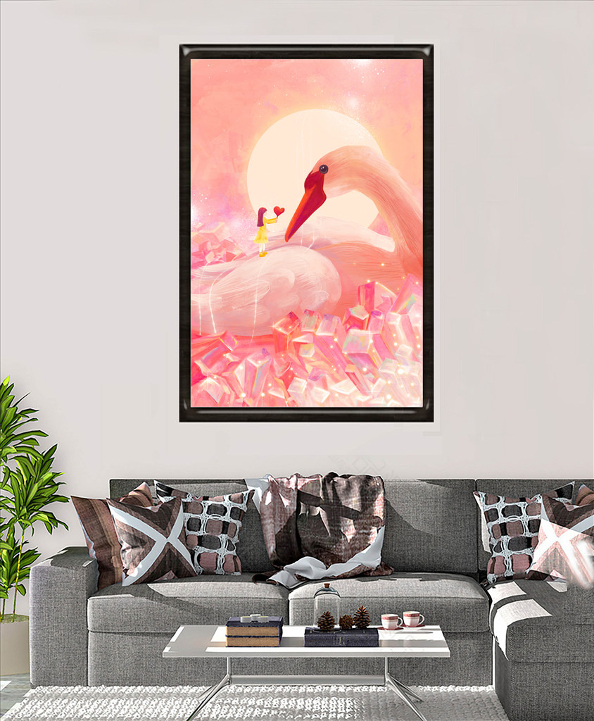 现代简约恋爱唯美丝绸画装饰画客厅北欧玄关挂画设计师样板房壁画