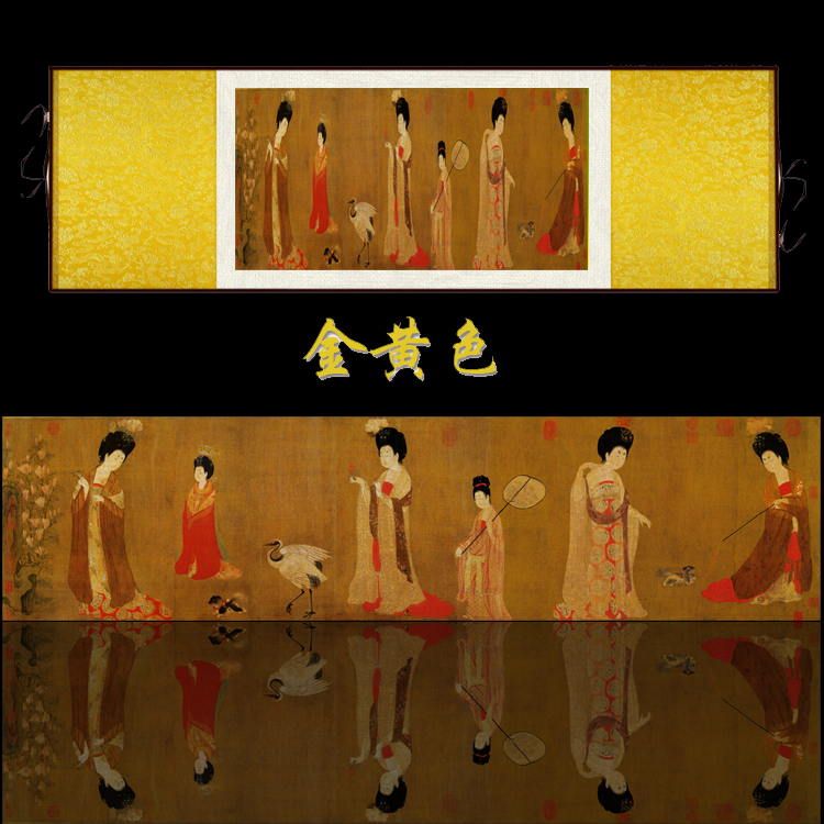 古典人物工笔仕女图丝绸画中式卧室装饰艺术挂画美人卷轴国画高清