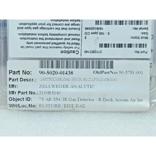 Zellweger Analytic 2110B3140 Cartridge Sensor 0-100ppm CO 90