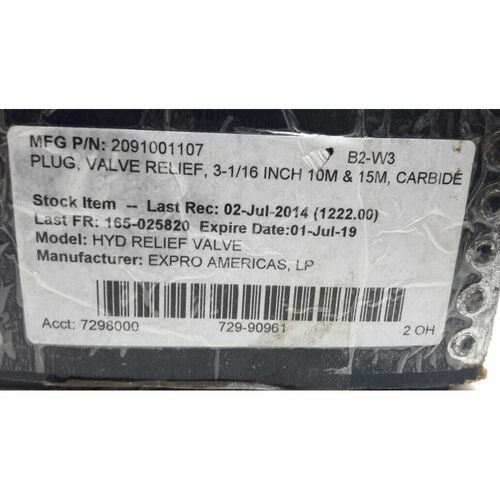 Expro Americas 91-0011-07 Rev A Plug Valve Relief 2091001107