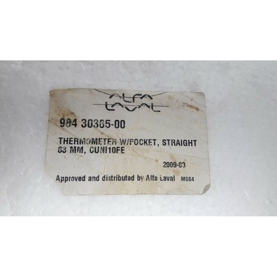 Alfa Laval 984 30365-00 Termómetro 9843036500W / Bolsillo R