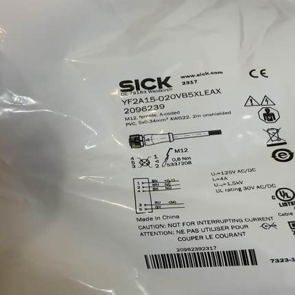 YF2A15-020VB5XLEAX西克SICK连接线缆M1议价