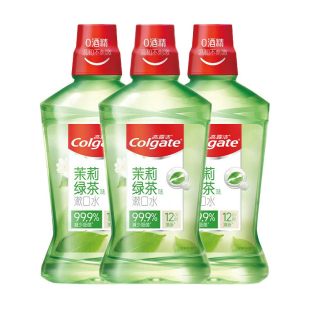 高露洁茉莉绿茶味漱口水0酒精有助预防蛀牙减少99.9%细菌持久清新