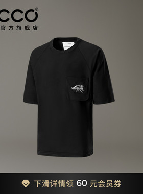 ECCOx白山联名系列 春夏户外休闲刺绣T恤短袖男女同款  EW253T005
