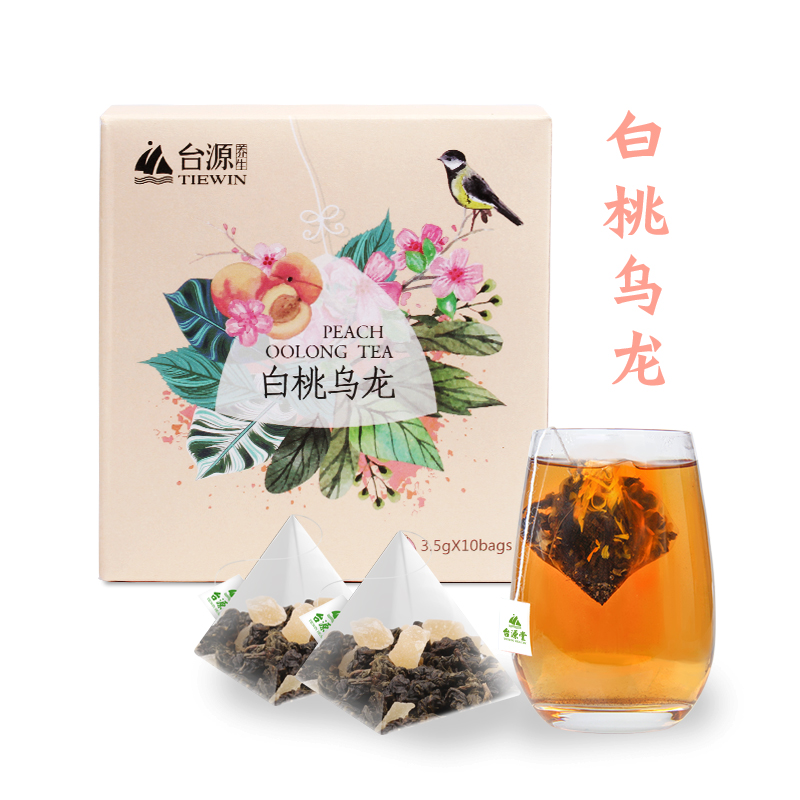 臺源堂 白桃烏龍茶水果茶組合花茶三角茶包小袋裝一盒35g