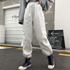 Korea studios.19 the republic of korea Retro letter Embroidery pocket work clothes Beam feet trousers Men and women section