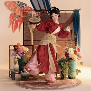 盛世唐套装 复原拼色男女情侣款 圆领袍灯笼裤 唐制原创汉服2025新款