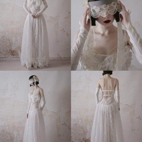 修身新品蕾丝吊带长裙a字裙