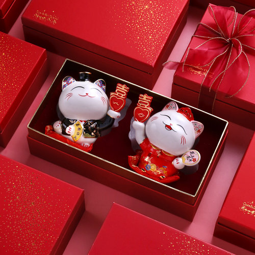 诺轩创意新婚礼品招财猫情侣摆件