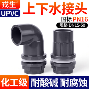 戎生PVC鱼缸上下水接头水族箱水泵出水口变径直通内丝工业转换头