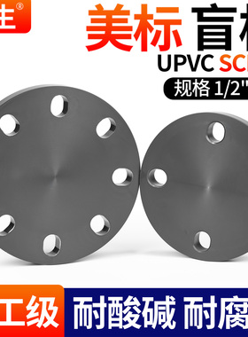 戎生UPVC美标法兰盲板PVC管件盲法兰塑料堵板封板深灰工业级水管