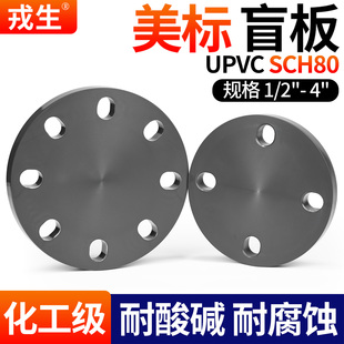 戎生UPVC美标法兰盲板PVC管件盲法兰塑料堵板封板深灰工业级水管