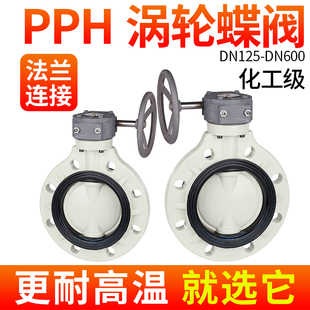 PP管道PN10对夹式 阀门 化工手轮转动蝶阀 戎生PPH涡轮手动蝶阀