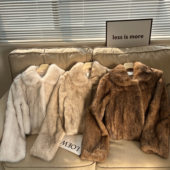 中古老钱风进口兔毛皮草外套女短新款 翻领高级感高腰百搭皮毛一体