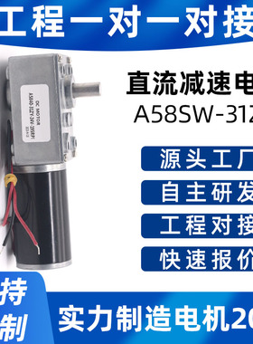 A58SW-31ZY永磁涡轮蜗杆直流减速电机直角自锁智能家居自动窗帘机