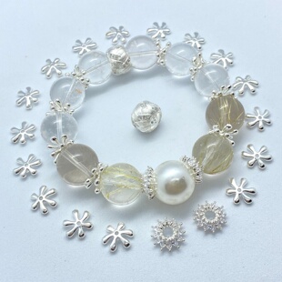 水晶diy配饰高保色铜镀不规则立体花托隔片手串珠宝微镶材料配件