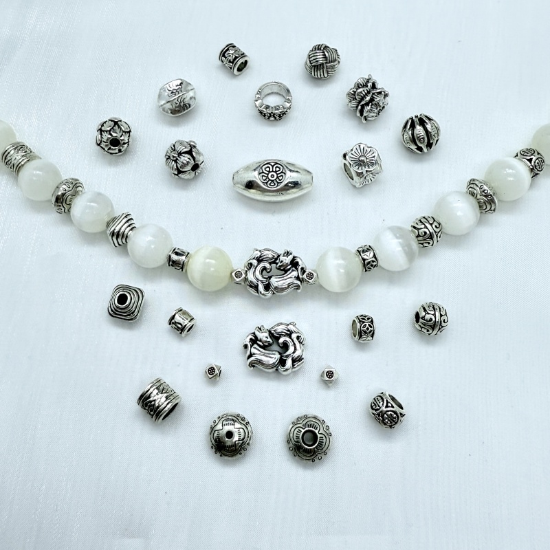 小花有孔方块四面diy配件合金