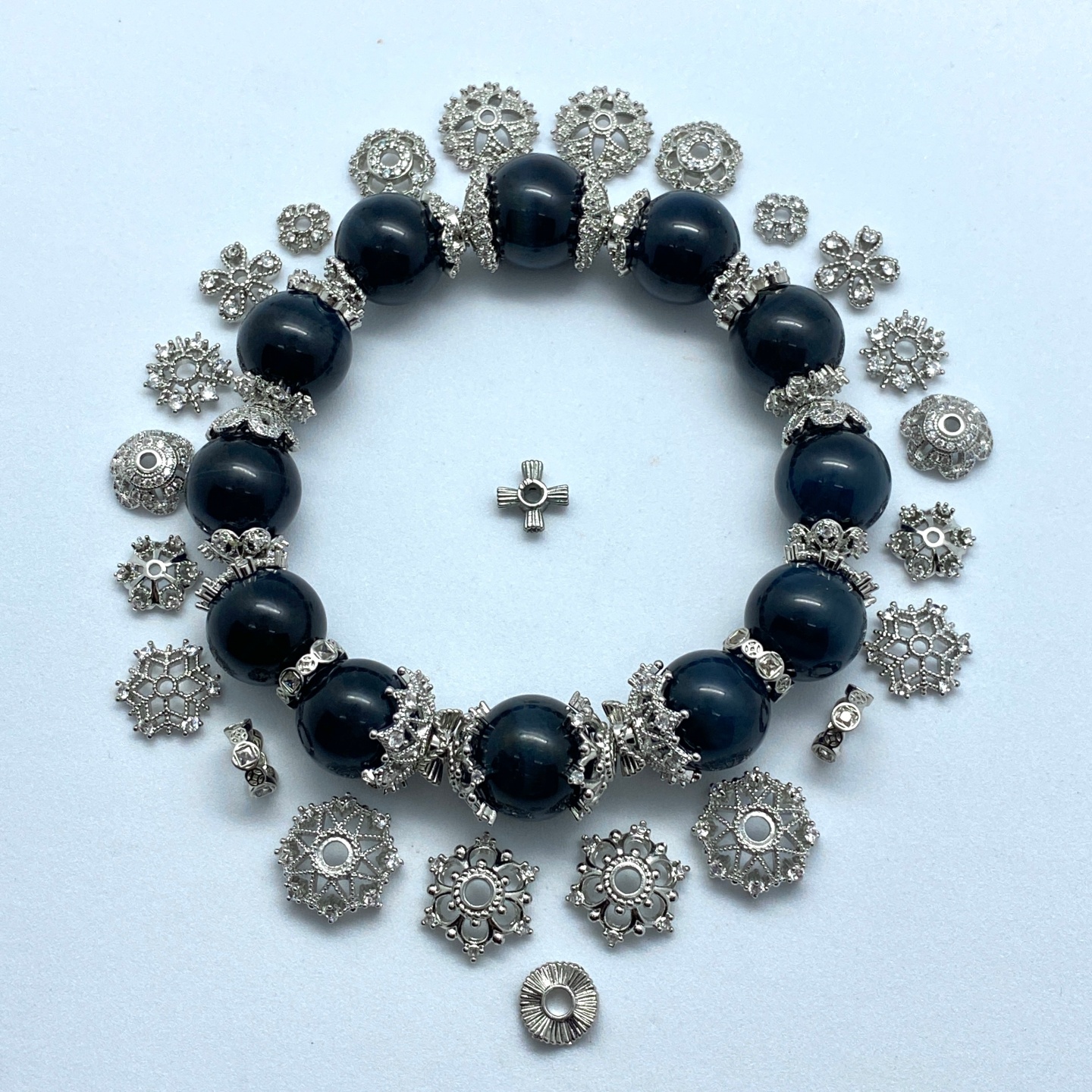 水晶diy配饰高保色铜镀锆石花托