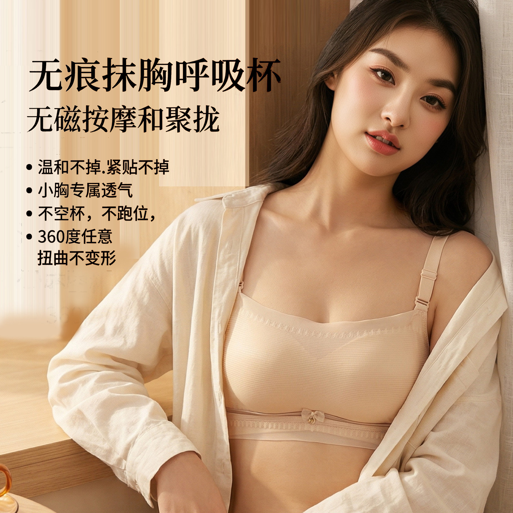 新品抹胸无磁网纱蕾丝锁边小胸聚拢内衣女平胸无钢圈平胸文胸裹