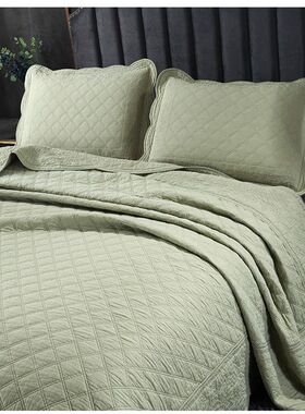 韩国外贸纯棉春秋床盖三件套全棉单件榻榻米高档绗缝被防滑床单垫