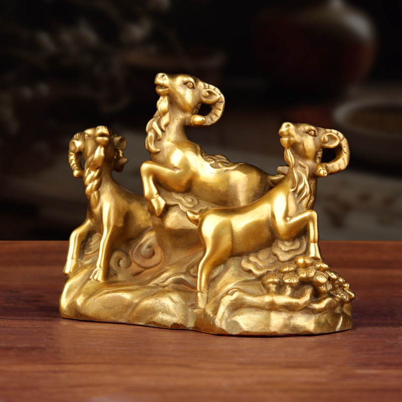 三羊开泰摆件黄铜三阳开泰生肖羊家居客厅装饰品开业乔迁新居礼品,家居饰品,装饰摆件,淘宝优惠券,粉丝福利购,淘宝优惠卷