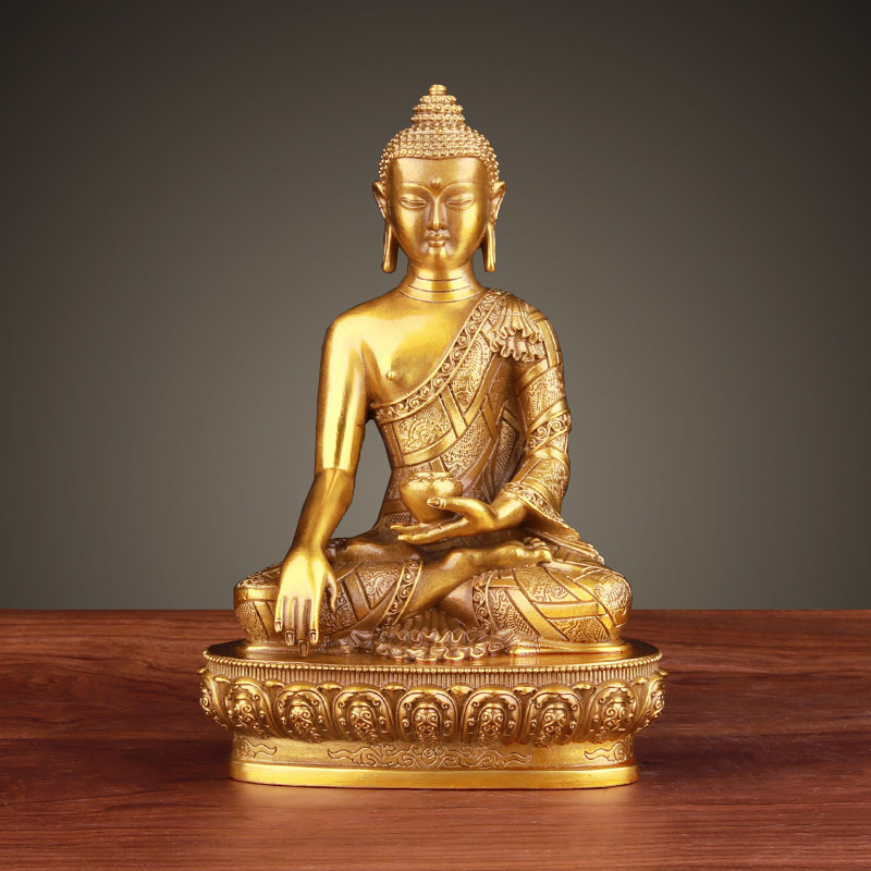 黄铜释迦牟尼佛像摆件藏传密宗铜像如来阿弥陀佛家用佛具工艺品