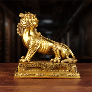 黄铜谛听摆件地藏王神兽全铜瑞兽法兽工艺品办公室客厅装饰品摆设