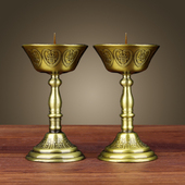 烛台摆件蜡烛台座蜡烛灯蜡烛杯莲花灯中式 复古家用蜡台长明灯烛台