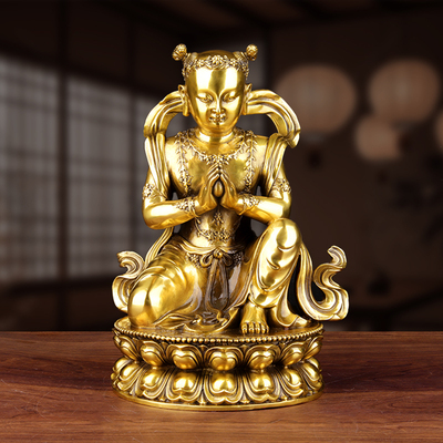 黄铜善财童子摆件客厅装饰品铜器