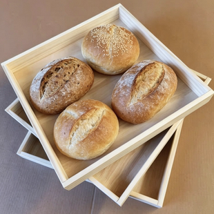 面包盘糕点烧麦包子面条盒食物收纳馄饨木制托盘收纳盒支持订做