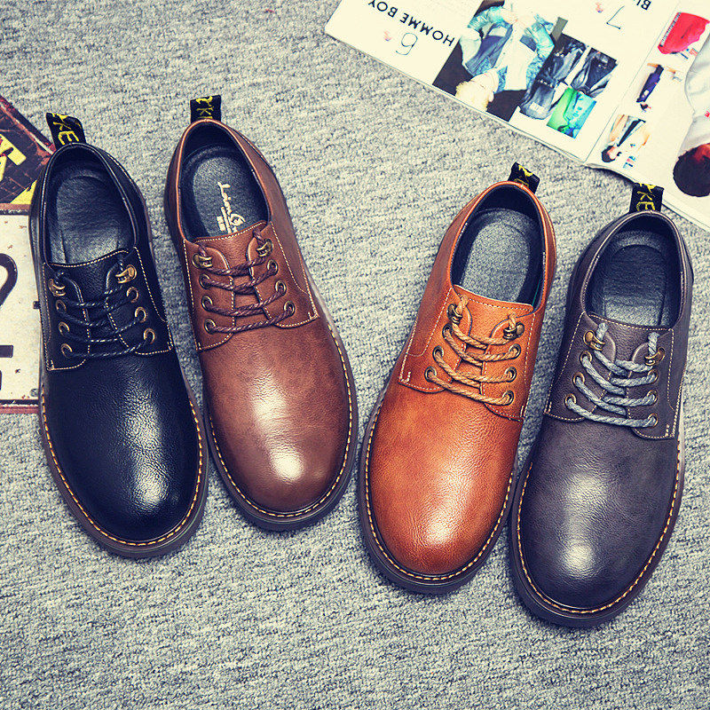 男士休闲大头皮鞋英伦韩版工装加绒圆头男鞋低帮马丁靴复古潮鞋子|msdalam kategori Kasut lelaki popular, kasut rendah - dari Buy2taobao.com untuk memberikan perkhidmatan ejen Taobao profesional membeli