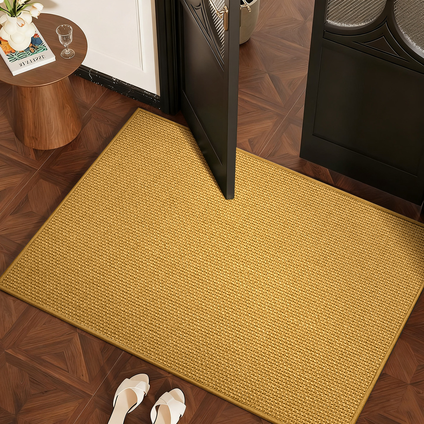 黄色地垫新款门口防滑专用防水免洗家用高级亚麻耐磨可定制裁剪,居家布艺,入户地垫,淘宝优惠券,粉丝福利购,淘宝优惠卷