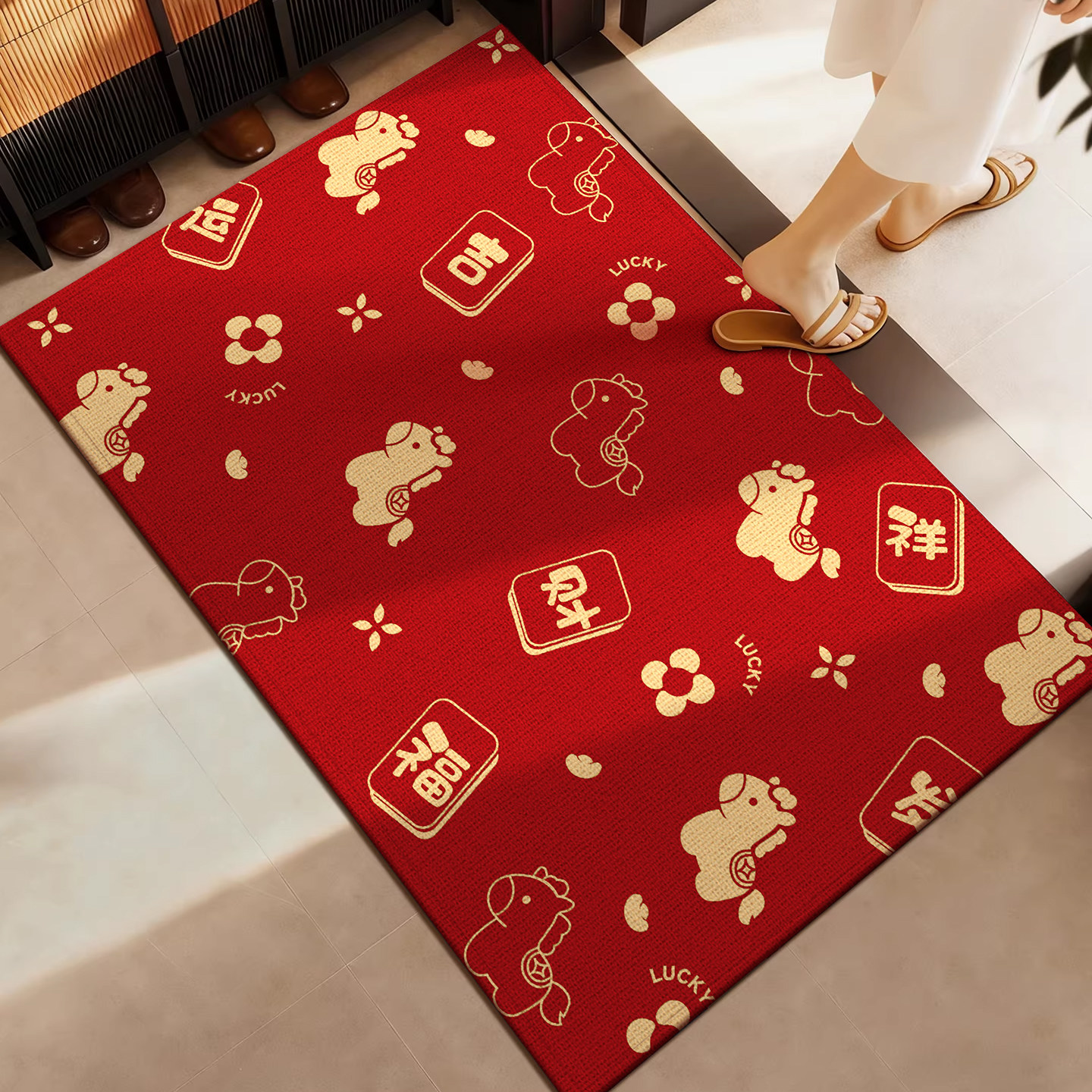 入户门地垫马年新款玄关脚垫高级可裁剪防滑红色喜庆乔迁地毯家用,居家布艺,入户地垫,淘宝优惠券,粉丝福利购,淘宝优惠卷