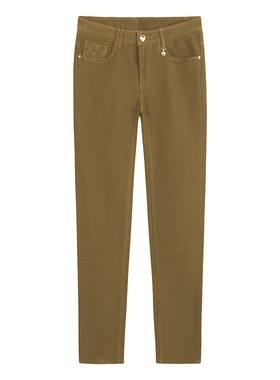 鸟家休闲裤长裤直筒秋冬棉质中腰微弹裤子休闲男黄色裤93122