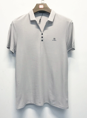 夏季男士浅灰色短袖POLO衫商务休闲翻领套头吸汗青年半袖T982186