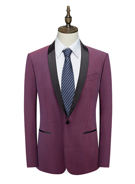 鸟家男旗下一粒单排扣便服单西暗红色西装西服男外套上衣16801