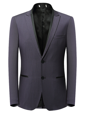 鸟牌旗下紫色单西男商务休闲修身戗驳领两粒扣春款青年西服04691