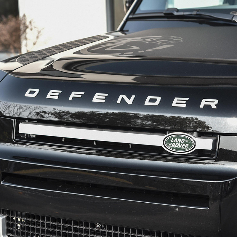 路虎前机盖标defender卫士90/110改装黑色引擎盖尾门新款字母车标