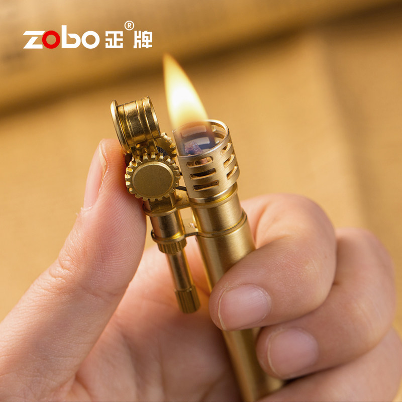 zobo正牌火机煤油打火机防风复古个性创意铜老式怀旧送男友式刻字
