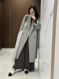 Демисезонное небольшое шерстяное двусторонное кашемировое длинное шерстяное пальто, средней длины, подходит для подростков