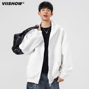 连帽卫衣男女宽松情侣百搭休闲帽衫 VIISHOW潮牌美式 复古重磅开衫