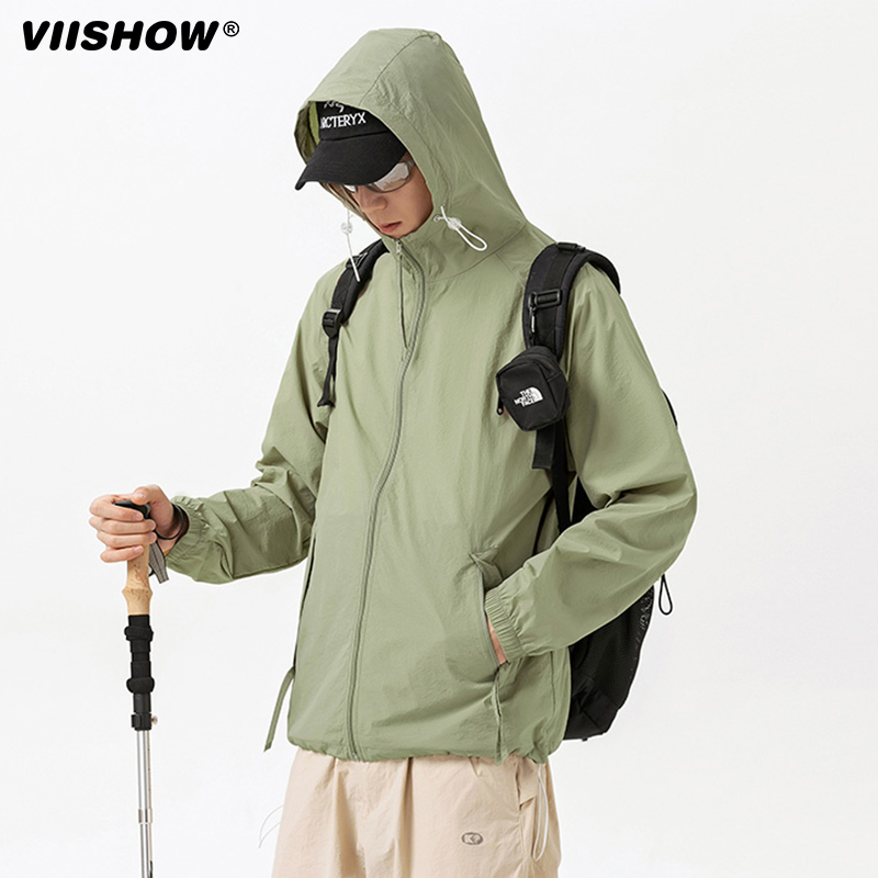 VIISHOW防晒衣男夏季2024新款情侣冰丝凉感户外连帽防晒服外套