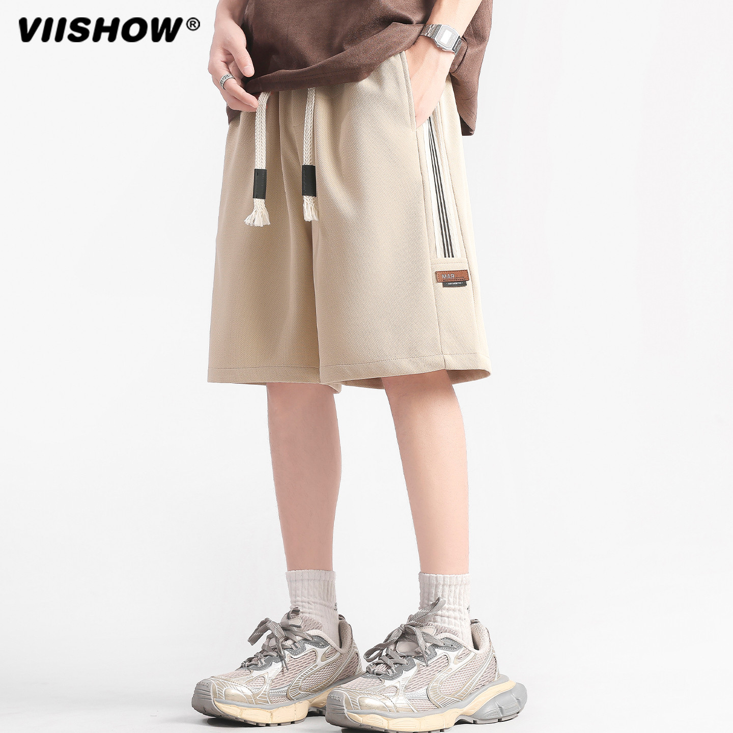 VIISHOW美式重磅短裤男款夏季宽松休闲五分裤潮牌冰丝运动裤子薄